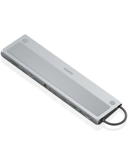 Aisens ASUC-12P020-GR Docking Station USB-C a HDMI/DisplayPort/RJ-45/USB-A/USB-C/SD/microSD Gris