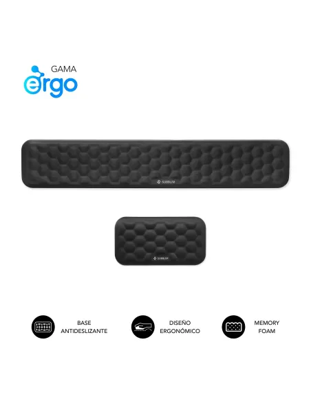 Subblim Pack Ergo Airpadding Black Reposamuñecas para Teclado y Ratón Negro