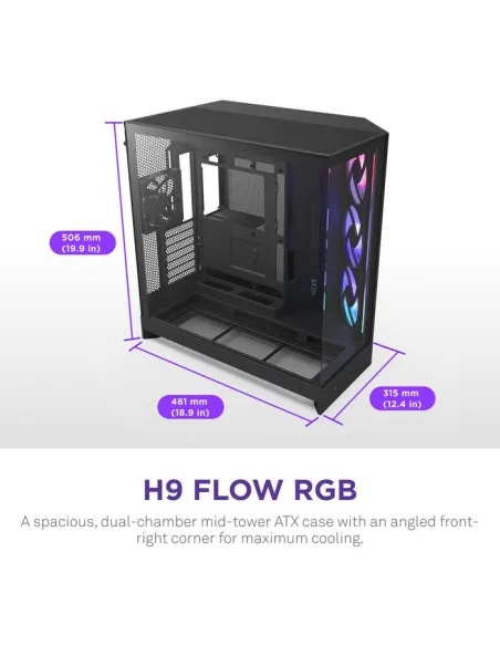 Torre NZXT H9 Flow RGB+ BK