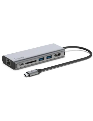 Belkin AVC008BTSGY Docking Station USB-C a USB-A/USB-C/HDMI/RJ-45/SD Gris