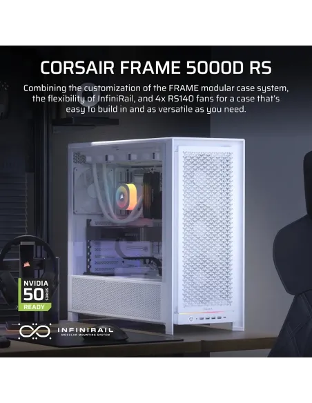 Semitorre Corsair FRAME 5000D RS Blanco: airflow y 420 mm