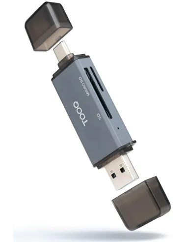 TooQ TQR-3001G Lector de Tarjetas SD y microSD USB-C/USB-A Gris
