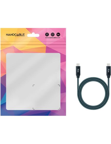 Nanocable 10.01.4300-COMB Cable USB-C 3.2 Gen2x2 4K/60Hz 50cm Gris/Negro
