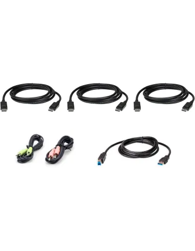 Aten 2L-7D02UDPX6 Kit de Cables x3 DisplayPort/Jack 3.5mm/USB 1.8M Negros
