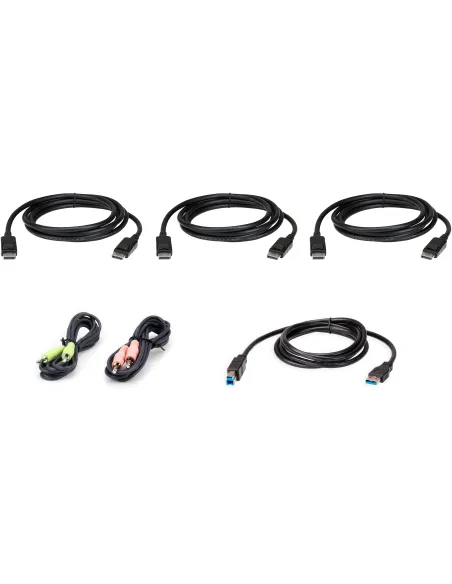 Aten 2L-7D02UDPX6 Kit de Cables x3 DisplayPort/Jack 3.5mm/USB 1.8M Negros