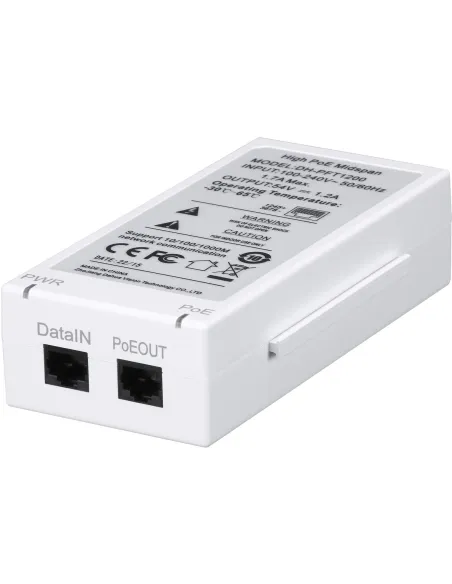 Dahua PFT1200 Inyector Hi-PoE 2 Puertos RJ-45 Blanco