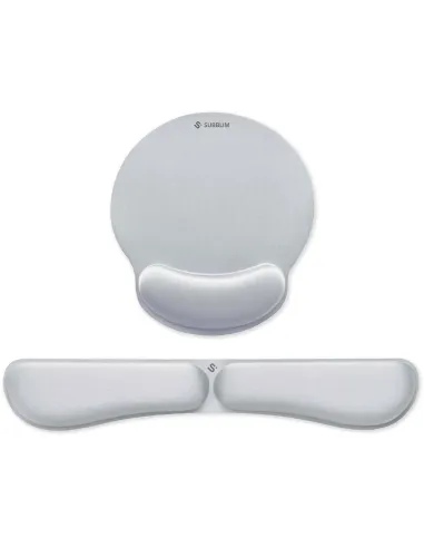 Subblim Pack Ergo Memoryflex Silver Alfombrilla con Reposamuñecas y Reposamuñecas de Teclado Blancos