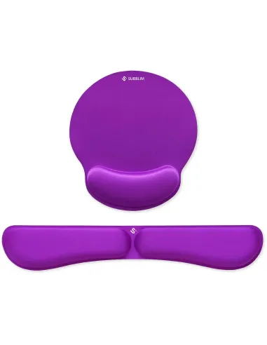 Subblim Pack Ergo Memoryflex Purple Alfombrilla con Reposamuñecas y Reposamuñecas de Teclado Morados