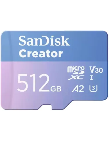 SanDisk Creator 512GB microSDXC UHS-I V30 Clase 10 + Adaptador SD