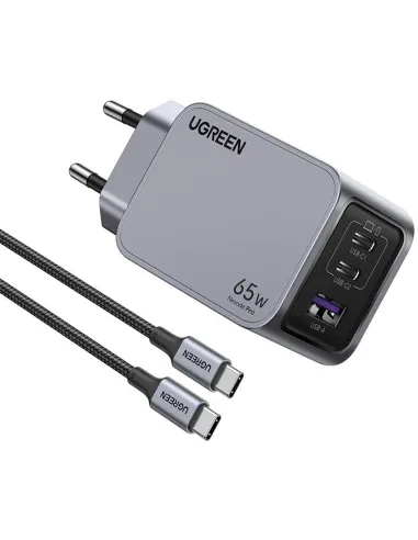 Ugreen 25871 Cargador de Móvil USB-C/USB-A 65W Carga Rápida Gris