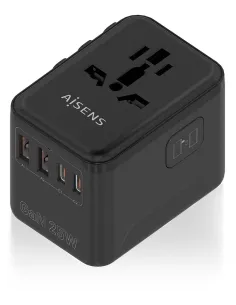 Aisens ASPS-2A2C08-BK Cargador USB-A/USB-C 25W Carga Rápida Negro-ADAP62054