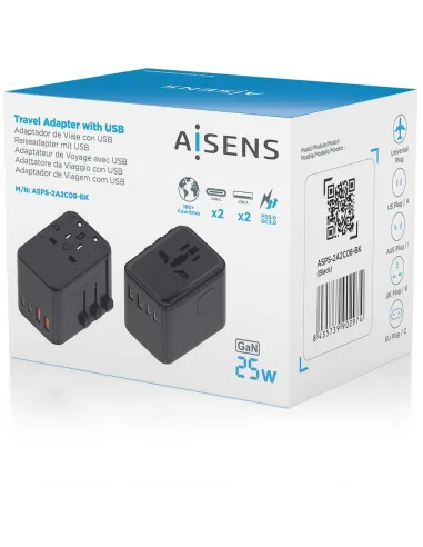 Cargador de Móvil Aisens ASPS-2A2C08-BK