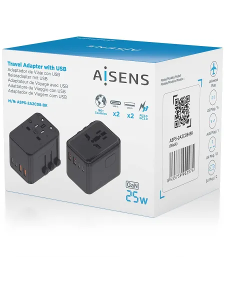 Cargador de Móvil Aisens ASPS-2A2C08-BK