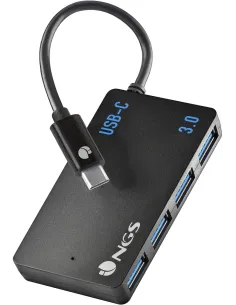 NGS Wonder iHUB 4 Hub USB-C a USB-A 3.0 4 Puertos 24 cm Negro-DATA58933
