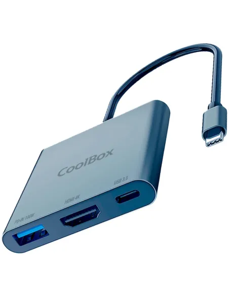 Coolbox miniDOCK C31 USB-C a USB-A/USB-C/HDMI Gris