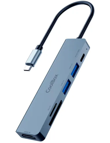 Coolbox miniDOCK C61 Docking Station USB-C a USB-A/USB-C/HDMI/microSD/SD Gris