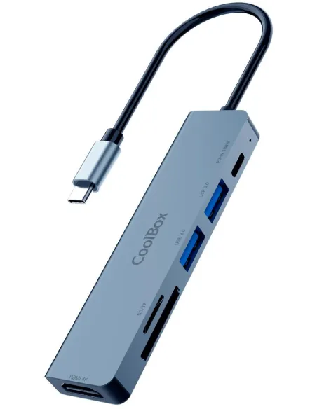 Coolbox miniDOCK C61 Docking Station USB-C a USB-A/USB-C/HDMI/microSD/SD Gris