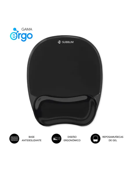 Alfombrilla Subblim Ergo Crystal Flex Black Mouse