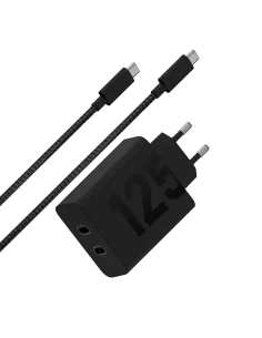 Motorola Turbopower Etron 125W Duo-Port Cargador USB-C Negro-AATCAT0490