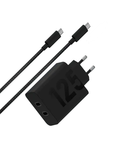 Motorola Turbopower Etron 125W Duo-Port Cargador USB-C Negro