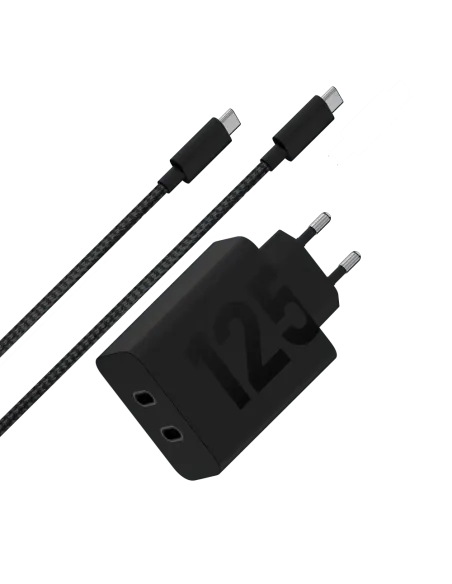 Motorola Turbopower Etron 125W Duo-Port Cargador USB-C Negro