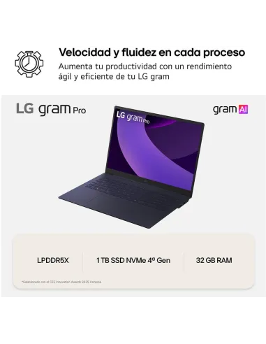 Portátil Ultrabook LG Gram pro 16Z90TS-G.AU99B con 11 Home