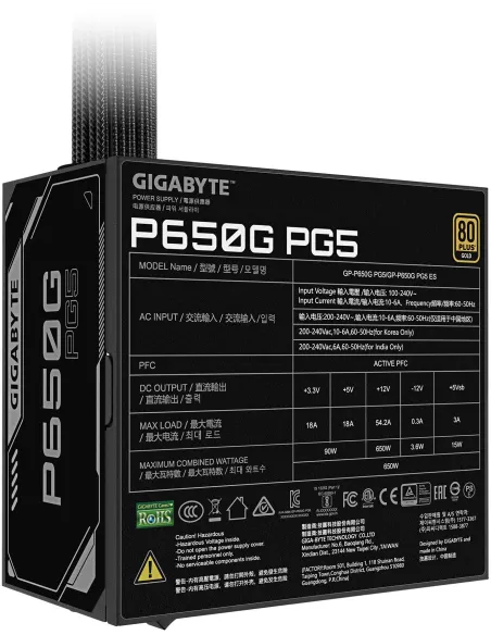 Fuente de Alimentación Gigabyte GPP650G PG5 Negro
