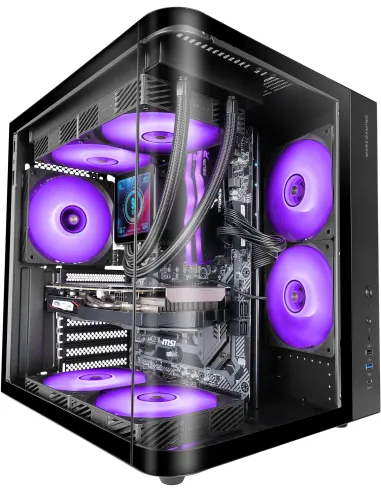 Mars Gaming MC-CURV Negra Triple Cristal Templado Curvado Continuo Frontal y Lateral USB-C y USB 3.0