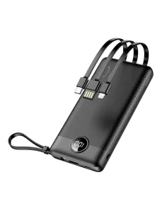 VEGER C10 VG-W1116 10000mAh Polímero de litio LCD 5 salidas cables integrados Negro-ADAP63165