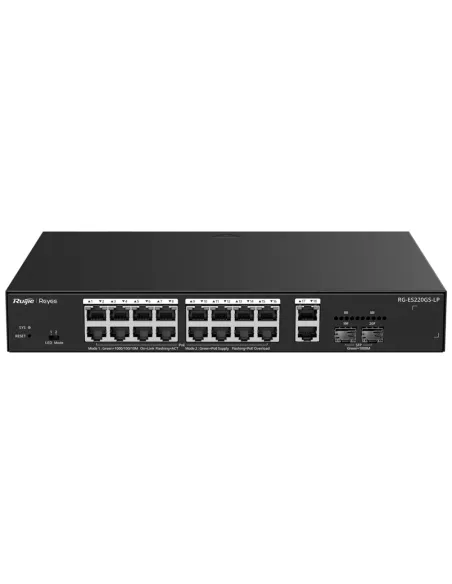 REYEE RG-ES220GS-LP Switch PoE Cloud Gestionable 18xGbE 16 PoE 2xSFP 26 RJ45 10/100/1000Mbps + 2