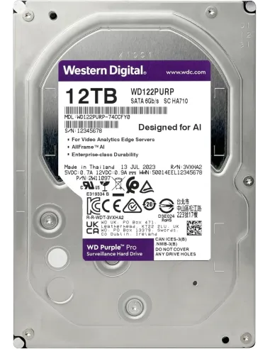 Western Digital Purple Pro WD122PURP 12TB Surveillance 3.5" SATA 3 256MB