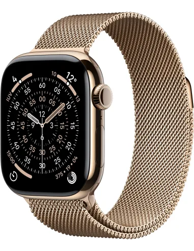 Apple Watch Series 11 GPS + Cellular 42mm MF8Y4QL/A Caja de Titanio Oro con Pulsera Milanese Loop Oro (Talla Única)