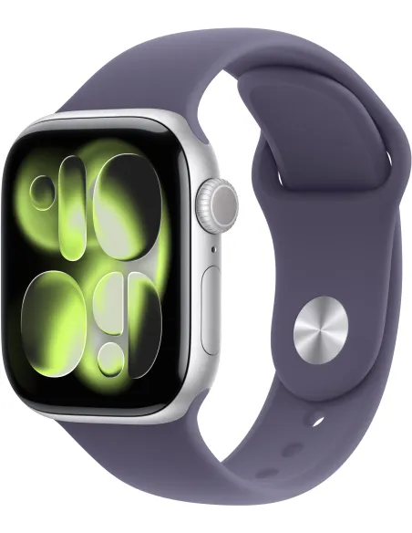 Apple Watch Series 11 GPS 42mm MEU64QL/A Caja de Aluminio Plata con Correa Deportiva Niebla Lila (Talla S/M)