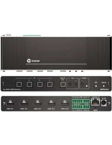Kramer Electronics SWT3-41-H Switch HDMI 4K@60Hz HDR HDCP 2.2 Negro