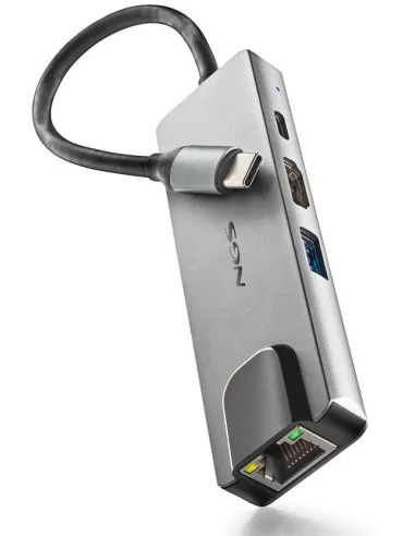 NGS Wonderdock Supra Adaptador HUB USB-C a 1x USB 3.0/1x USB-C PD 100W/1x HDMI 4K/1x RJ-45