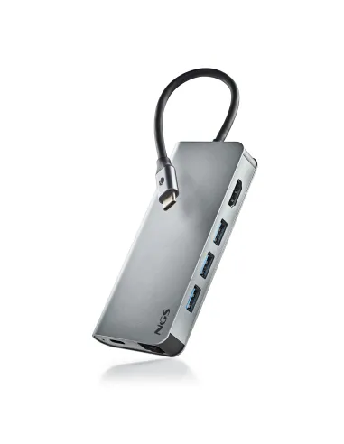 NGS Wonder Dock 8 Concentrador 8 puertos USB-C a USB-A/USB-C/HDMI/microSD/SD/RJ-45 Plata