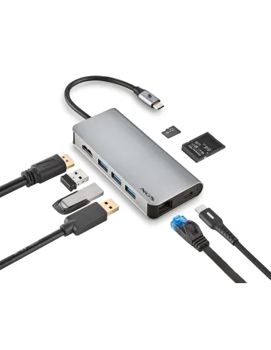NGS Wonder Dock 8 Concentrador 8 puertos USB-C a USB-A/USB-C/HDMI/microSD/SD/RJ-45 Plata