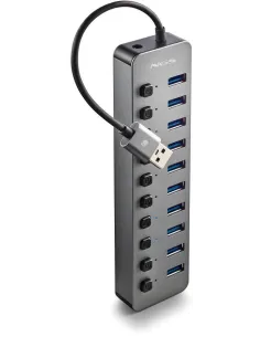 NGS IHUB 10 HUB 10 Puertos USB 3.2 Gen 1 (3.1 Gen 1) Type-A 5000 Mbit/s Negro-DATA63368