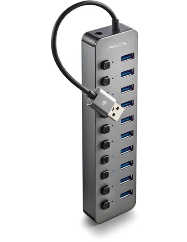 NGS IHUB 10 HUB 10 Puertos USB 3.2 Gen 1 (3.1 Gen 1) Type-A 5000 Mbit/s Negro