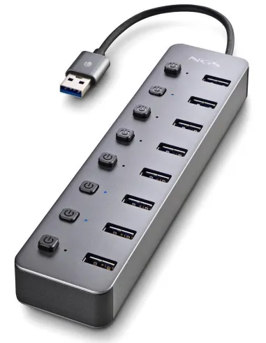 NGS IHUB 8 8x puertos USB-A 3.2 Gen 1 (3.1 Gen 1) Gen 1 con velocidad de transferencia 5000 Mbit/s Negro