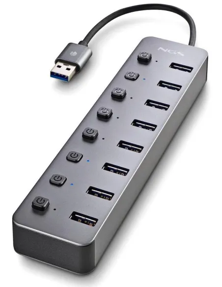 NGS IHUB 8 8x puertos USB-A 3.2 Gen 1 (3.1 Gen 1) Gen 1 con velocidad de transferencia 5000 Mbit/s Negro