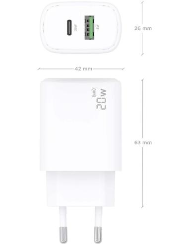 Aisens A110-0909 Cargador USB-A/USB-C Blanco