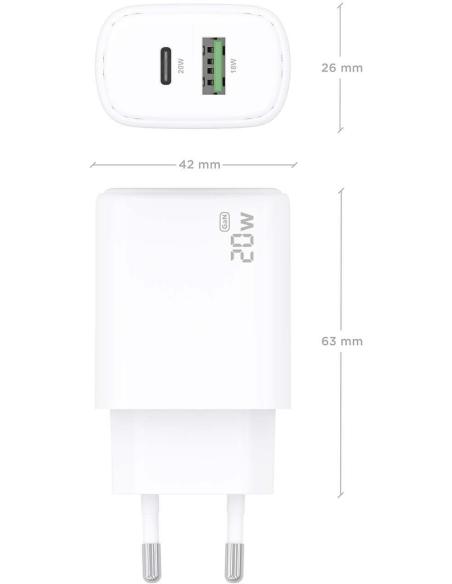 Aisens A110-0909 Cargador USB-A/USB-C Blanco