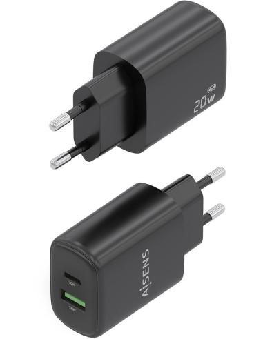 Aisens A110-0910 Cargador USB-A/USB-C Negro