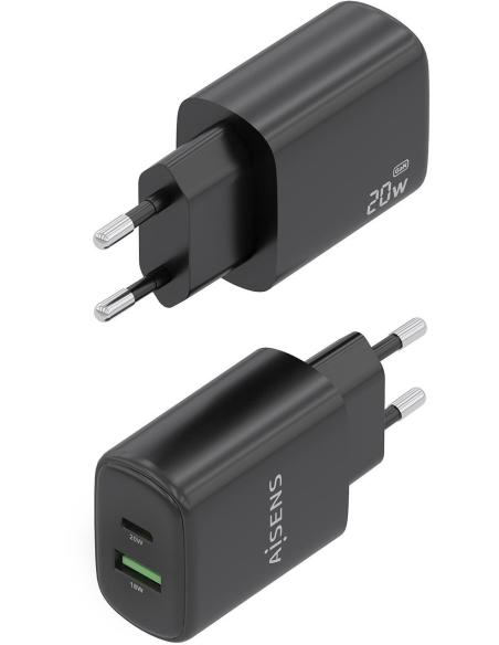 Aisens A110-0910 Cargador USB-A/USB-C Negro