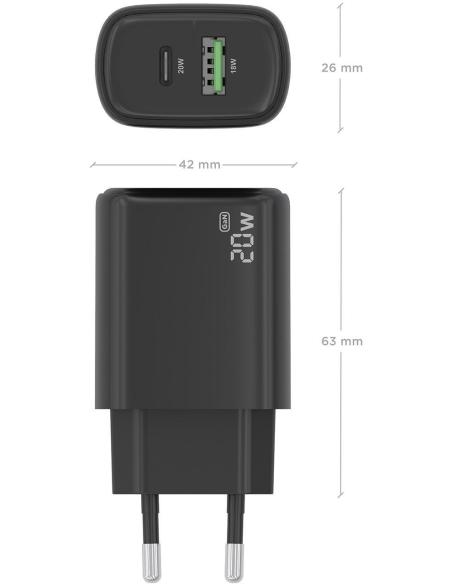 Aisens A110-0910 Cargador USB-A/USB-C Negro
