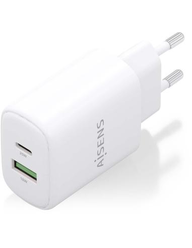 Aisens A110-0911 Cargador USB-A/USB-C 25W Blanco
