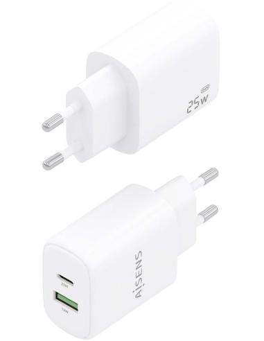 Aisens A110-0911 Cargador USB-A/USB-C 25W Blanco