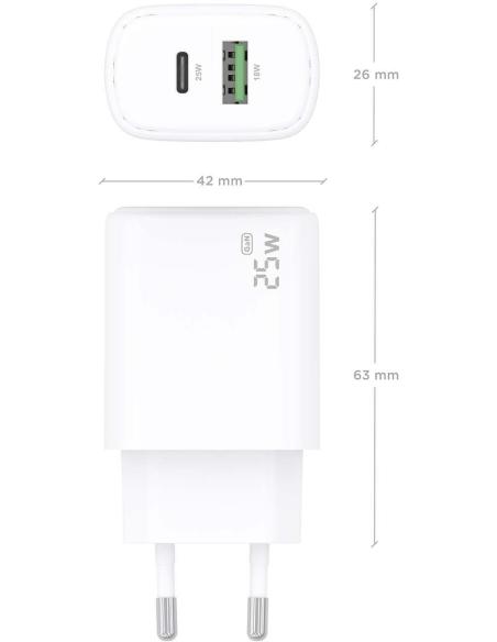 Aisens A110-0911 Cargador USB-A/USB-C 25W Blanco