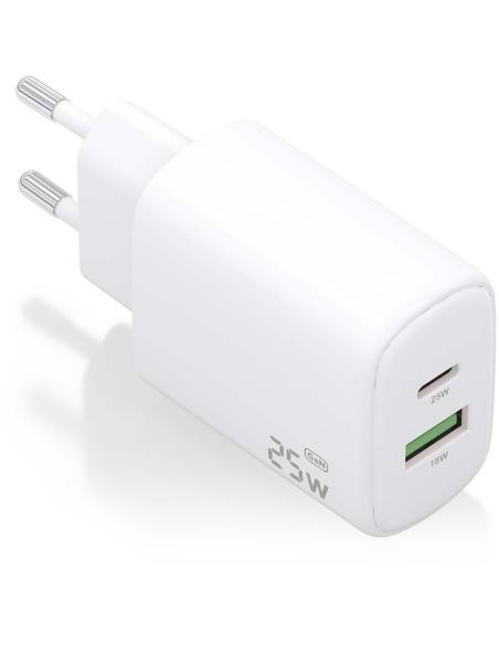 Aisens A110-0911 Cargador USB-A/USB-C 25W Blanco